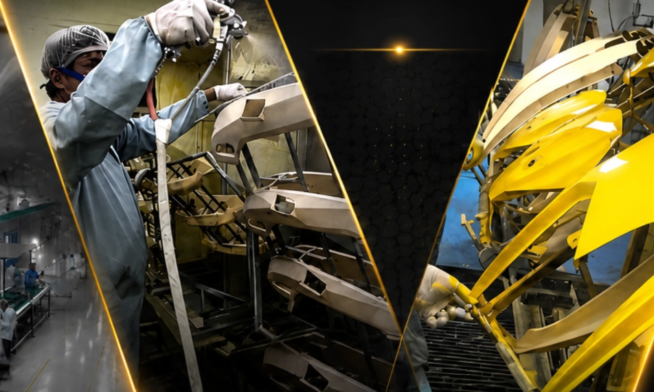 Precision spray painting on automotive components